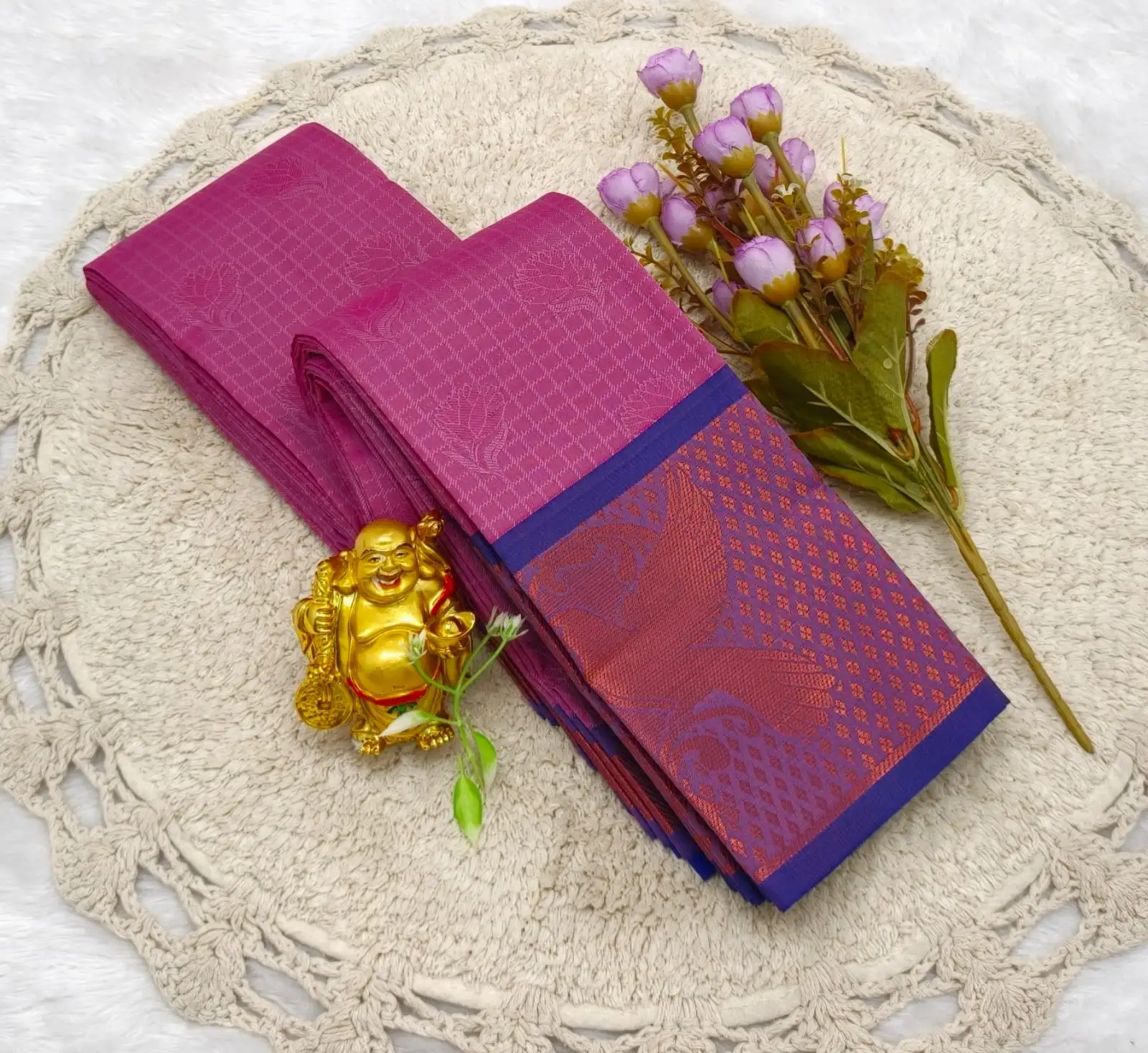 Narayana Pettai Magenta Blue Peacock Cotton Saree